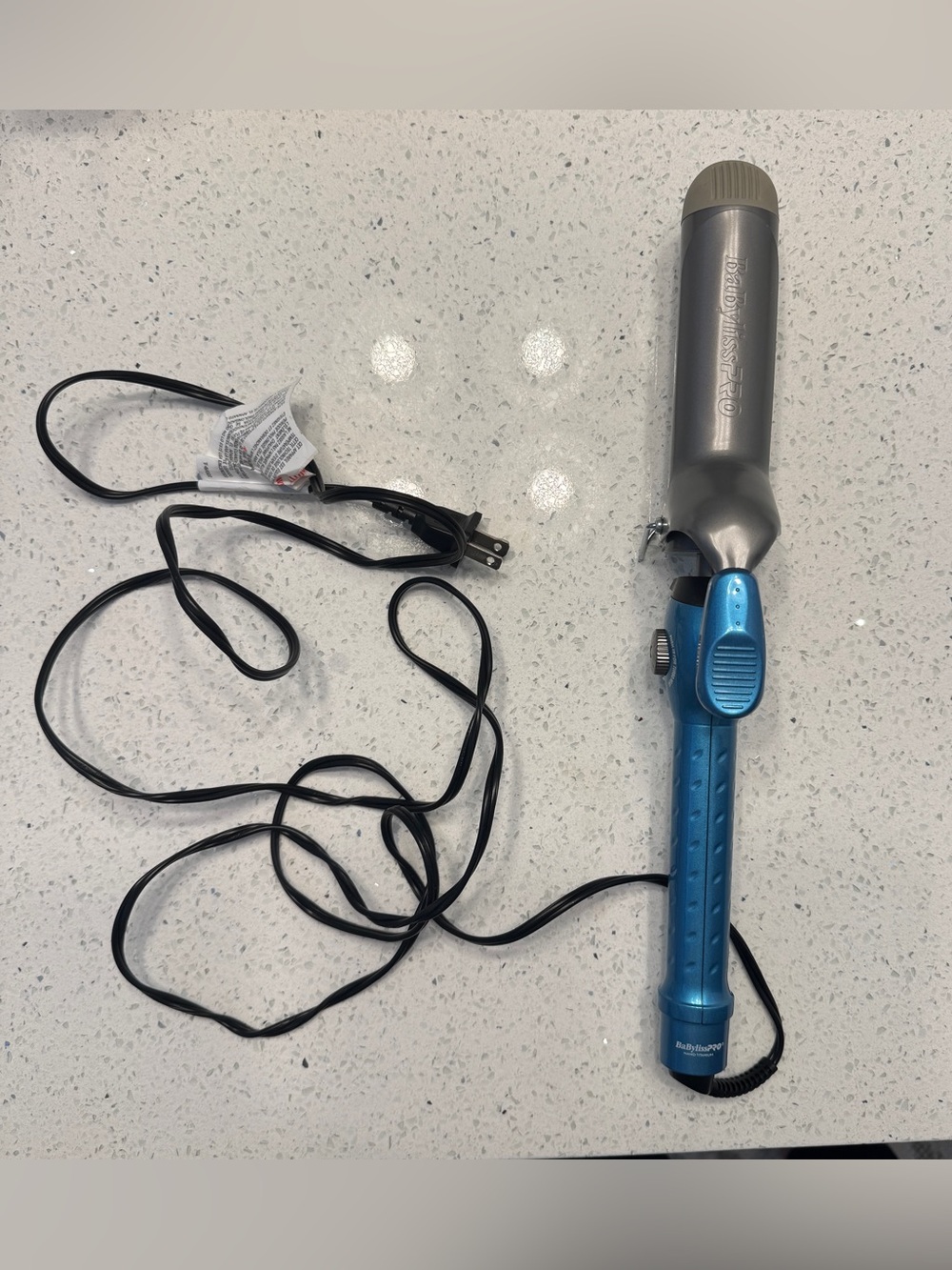 BaBylissPRO Nano Titanium 1.5 Inch Spring Curling Iron Blue Used Twice Hair Tool